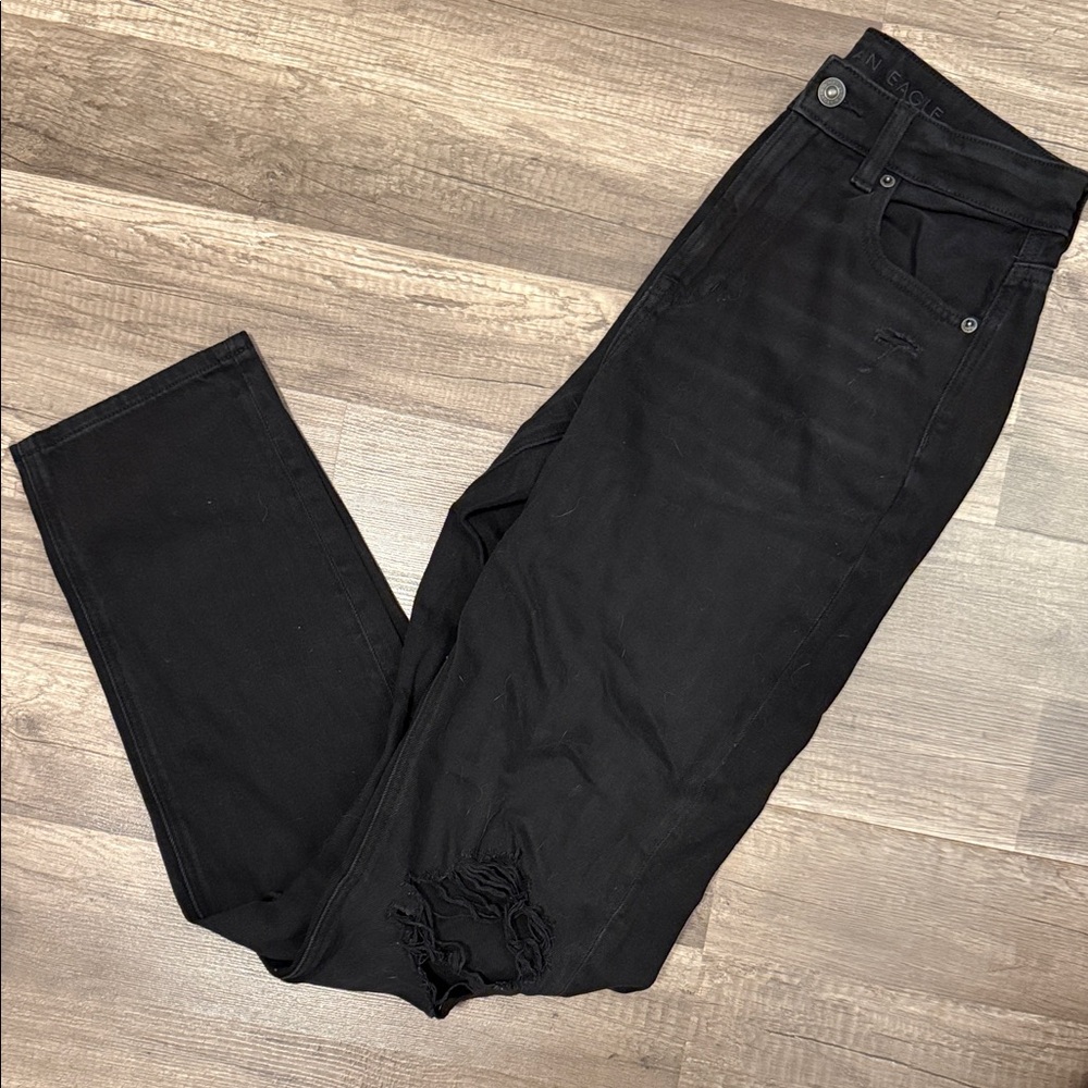 American Eagle Sz 4 XL Black Distressed Jeans